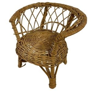 Vintage Wicker Sitting Mini Porch Chair Woven Hong Kong Early 1990s Doll House